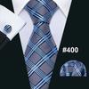 Designer Blue Ties for Men 10 Styles Necktie Pocket Square Cufflinks Set Wedding Dating Party