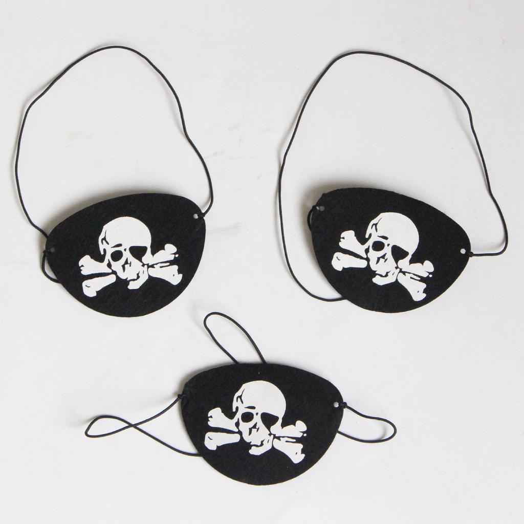 12Pcs/pack Pirate Eye Patches Black Felt One Eye Skull Captain Eye Patches for Halloween Christmas Pirate Theme Party