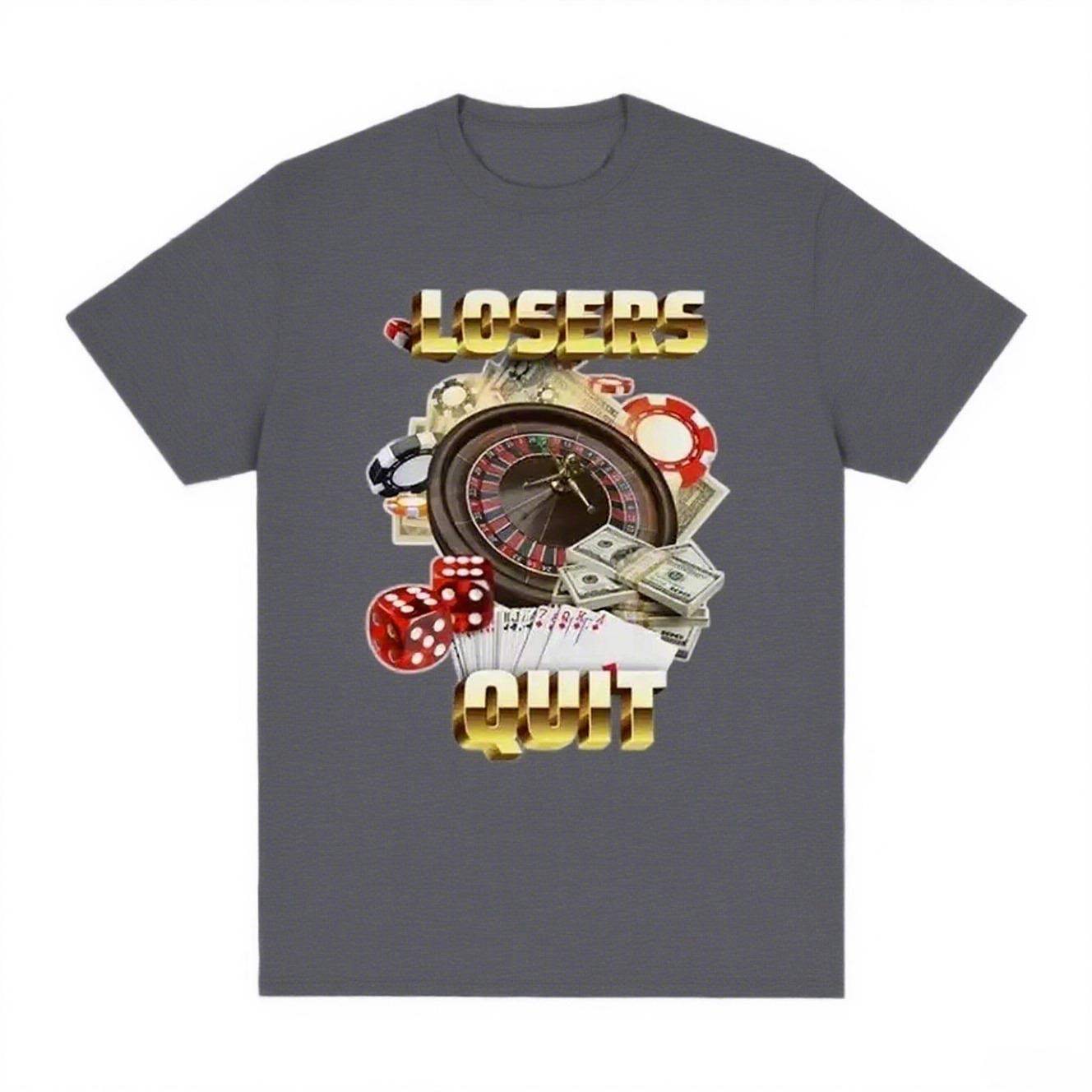 

Vintage Losers Quit Gambling Meme Graphic Printed T Shirt Woman Fashion Short Sleeve Round-Neck T-shirts Casual Fashion Clothing 4XL