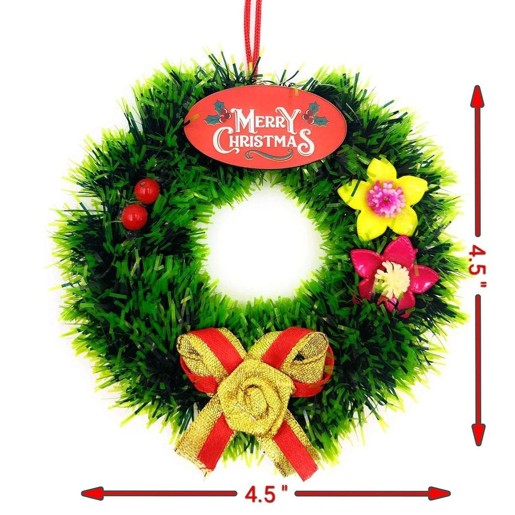 Christmas Designer  Wreath 4.5inch Diameter- (Green Pine, 4Pcs)