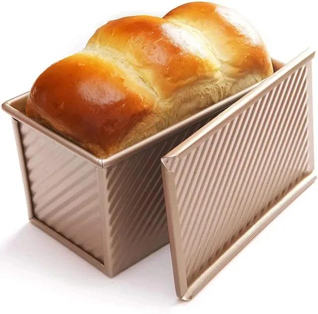 Kitchen Mold Cake Bread Pan with Lid Non-stick Bread Pan Rectangular Aluminized Steel Durable Bread Cake Toast Box Mold