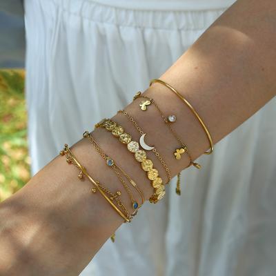 Vintage-Armband-Set mit mehrlagigem Anhänger, Strandmotiv, Metallblume, Mond und Diamanten – hochwertiger Schmuck für Damen