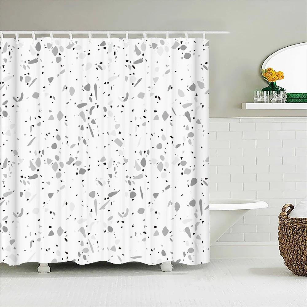Modern Simple Mosaic Shower Curtain Waterproof Bath Curtains with 12 Hooks for Bathroom Home Decoration Polyester Fabric Screen