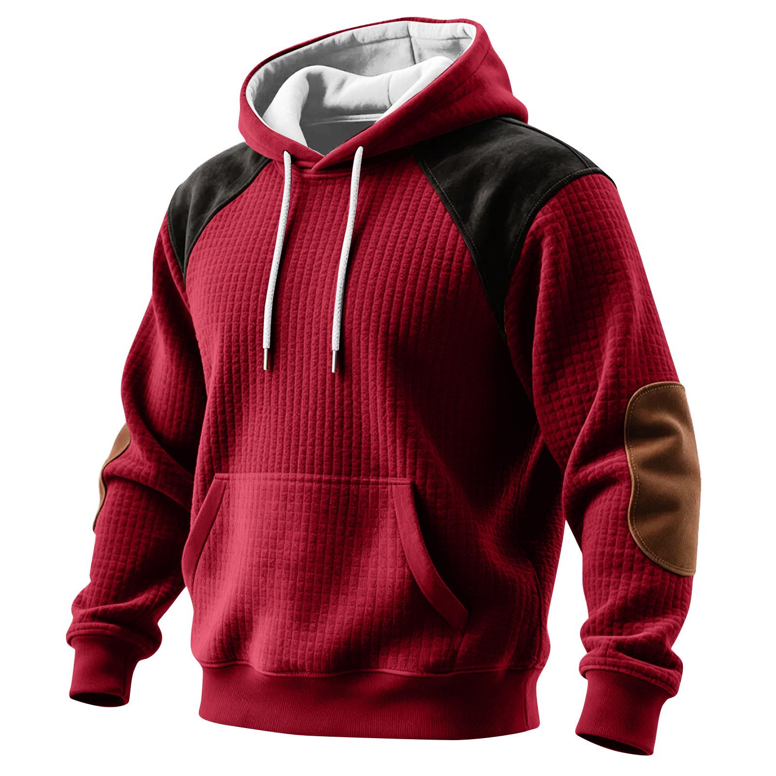 

Мужская толстовка худи в стиле колор-блок, мужская спортивная толстовка большого размера в повседневном стиле XXL красный