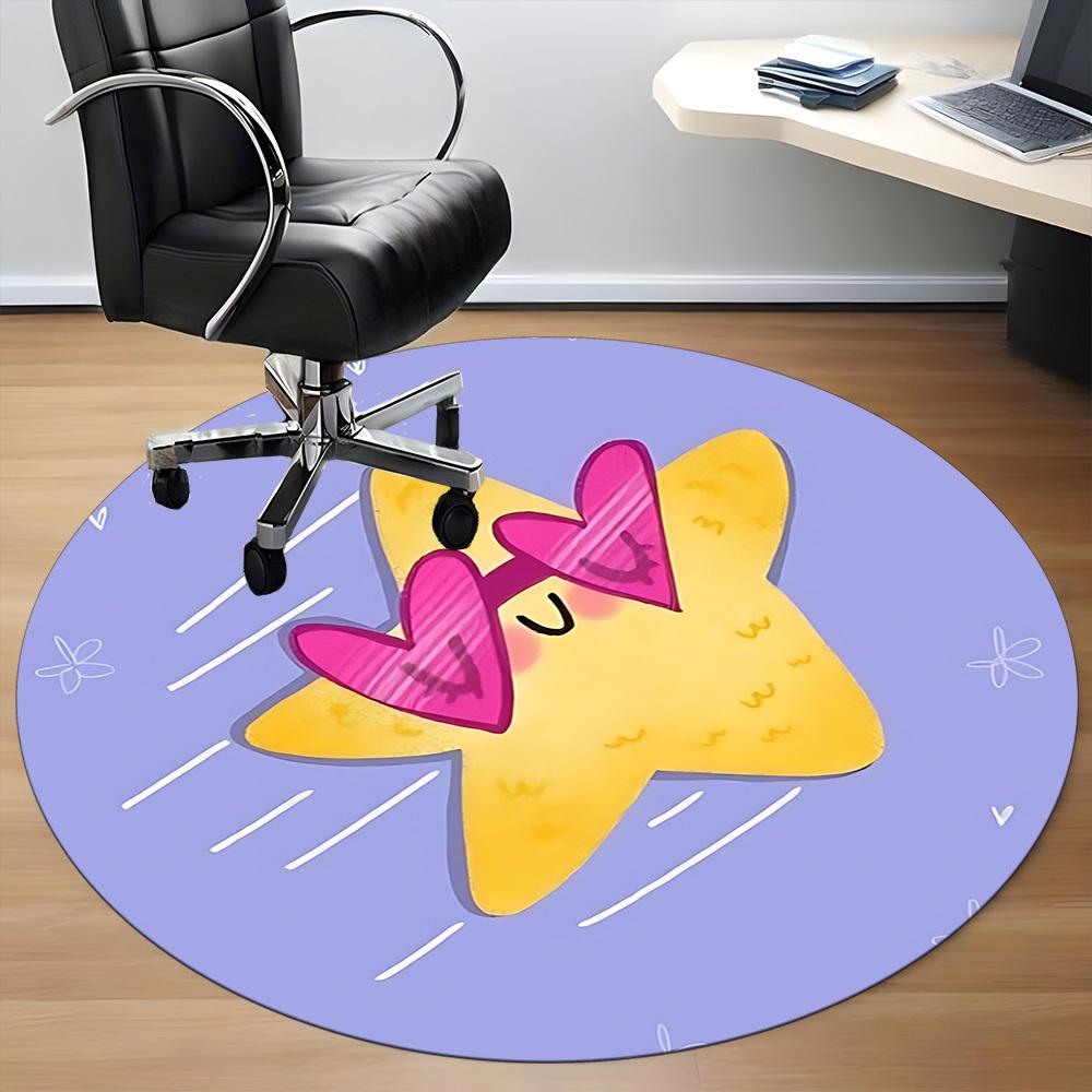 1pc Star Love Office Round Area Rug, Indoor Mat Suitable For Office, Under Office Chairs Bedroom Living Room Home Decor, Room Deco