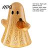 Halloween Night Light Cracked Ghost Figurine Light, Table Centerpiece, LED Light-up Spooky Bedroom Holding Pumpkin Ornament for Home Mantel Decorative