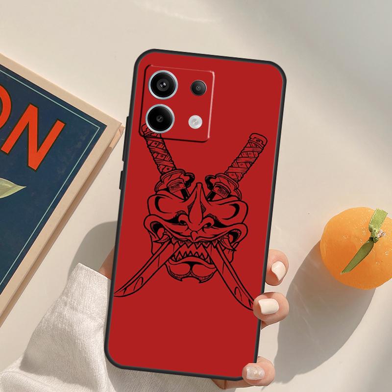 Samurai Oni Mask Funda For Xiaomi Redmi Note 9 10 11 12 13 14 Pro 9S 10S 11S 12S Redmi 13C 10C 12C 14C Case