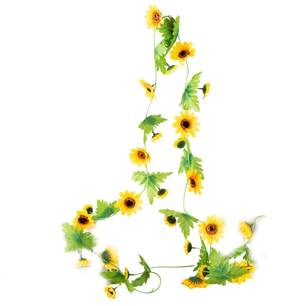 Lifelike Sunflower Garland Artificial Flower Garland For Windowsills Long-lasting Maintenance-free Premium Silk Material