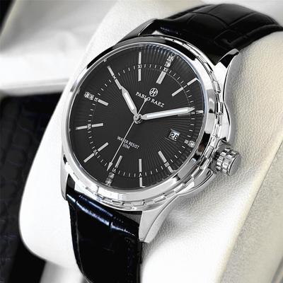 Men's Wristwatch with Sweep Second Movement and Fan Pattern - Stylish, High-Quality Casual Watch