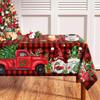 Rectangular Christmas Tablecloth Christmas Trees Buffalo Plaid Red Washable Table Cover Waterproof