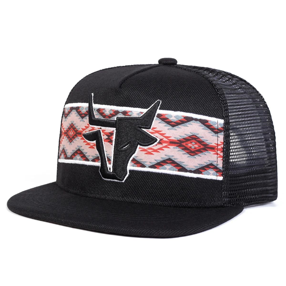 

Unisex Bull Head Embroidery Hip-Hop Net Hats Spring And Summer Outdoor Adjustable Sports Casual Baseball Caps Sunscreen Hat
