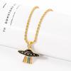 Hip Hop Creative Spaceship UFO Necklace UFO Colorful Shine Light Beam NeckChain For Man Women Rapper Jewelry Gifts