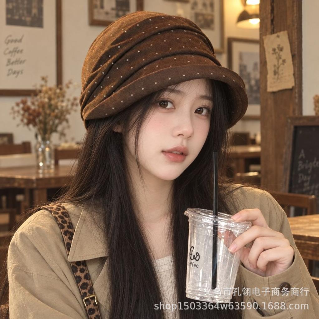 Women S Korean Style Wide Brim Foldable Warm Bucket Hat