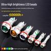 Dual Color LED Metal Indicator Light - 6/8/10/12mm, Red/Green, 3V-220V, Waterproof