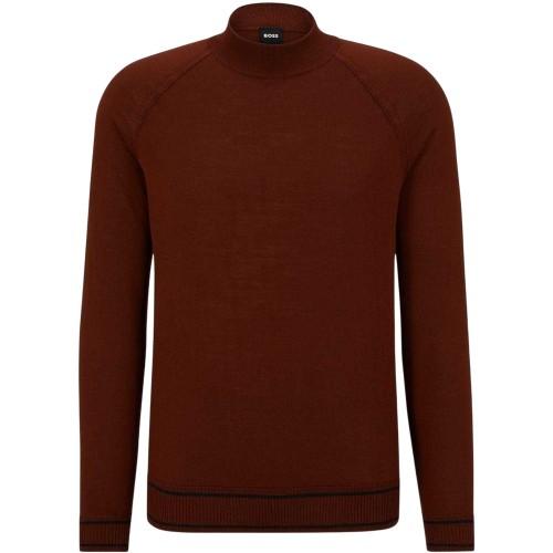 Boss Mens Mock Neck Regular Raglan Sweater Top