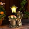 Solar Angel Ornaments, Resin Outdoor Decorative LED Lights, Warm Glow Ornament for Courtyards Gardens Landscaping