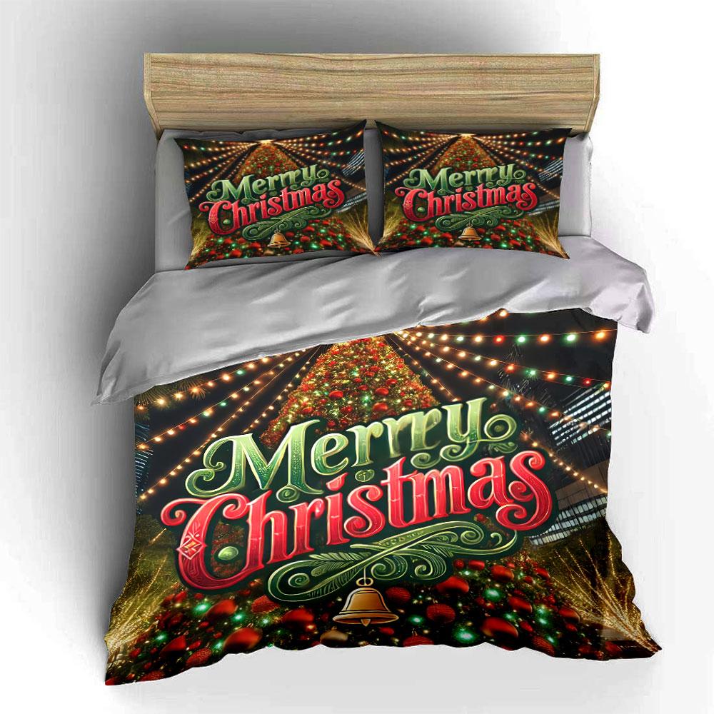 Merry Christmas Tree Design Bedding Duvet Cover Set Duvet Cover Pillowcases (1*Duvet Cover 2*Pillowcases, Without Duvet Insert)
