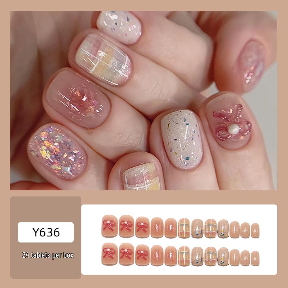 Sequin Pearl Butterfly Nude Nails - Gentle Whitening Daily Manicure Tips