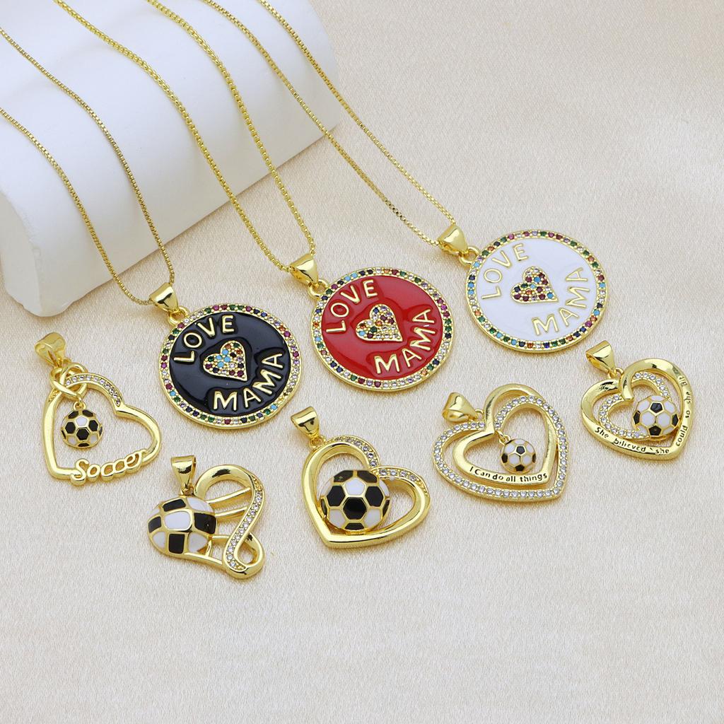 European and American new sports style kicked into the world standard football drip oil colored zircon inlaid necklace pendant