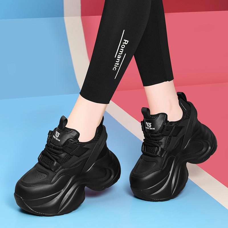 

Спортивная обувь Черные кроссовки на толстой подошве Папины кроссовки Новый стиль женской обуви Легкая и универсальная Повседневная женская обувь 39
