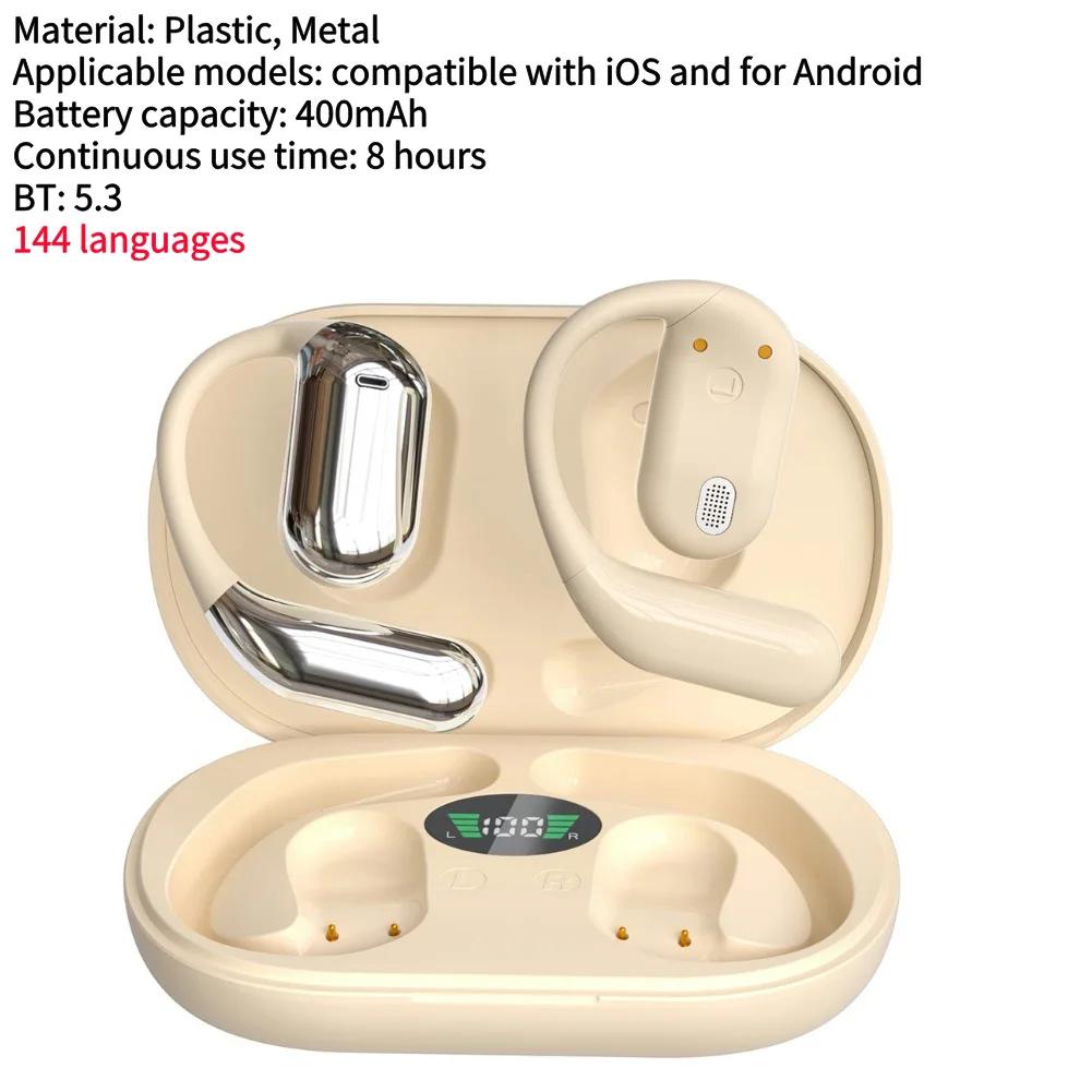 3-in-1 Language Translation Device Real-Time Translation Earbuds 144 Language & Accent Wireless Open-Ear Headphones for Learning