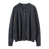 Women's 100% Pure Wool Round Neck Cardigan - Versatile and Casual Knit Sweater Coat