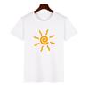 Trendy ShortSleeved Unisex Tshirt Sun Pattern Print Casual Polyester ParentChild Matching Summer Fashion Top for Boys Girls