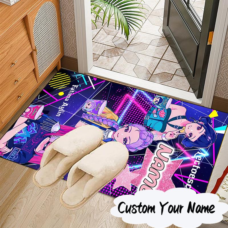 Custom Name KPop Cartoon Carpet, Chair Rug,Area Rug for Office Bedroom living rooms bedroom, Doormat decor Christmas fan gifts