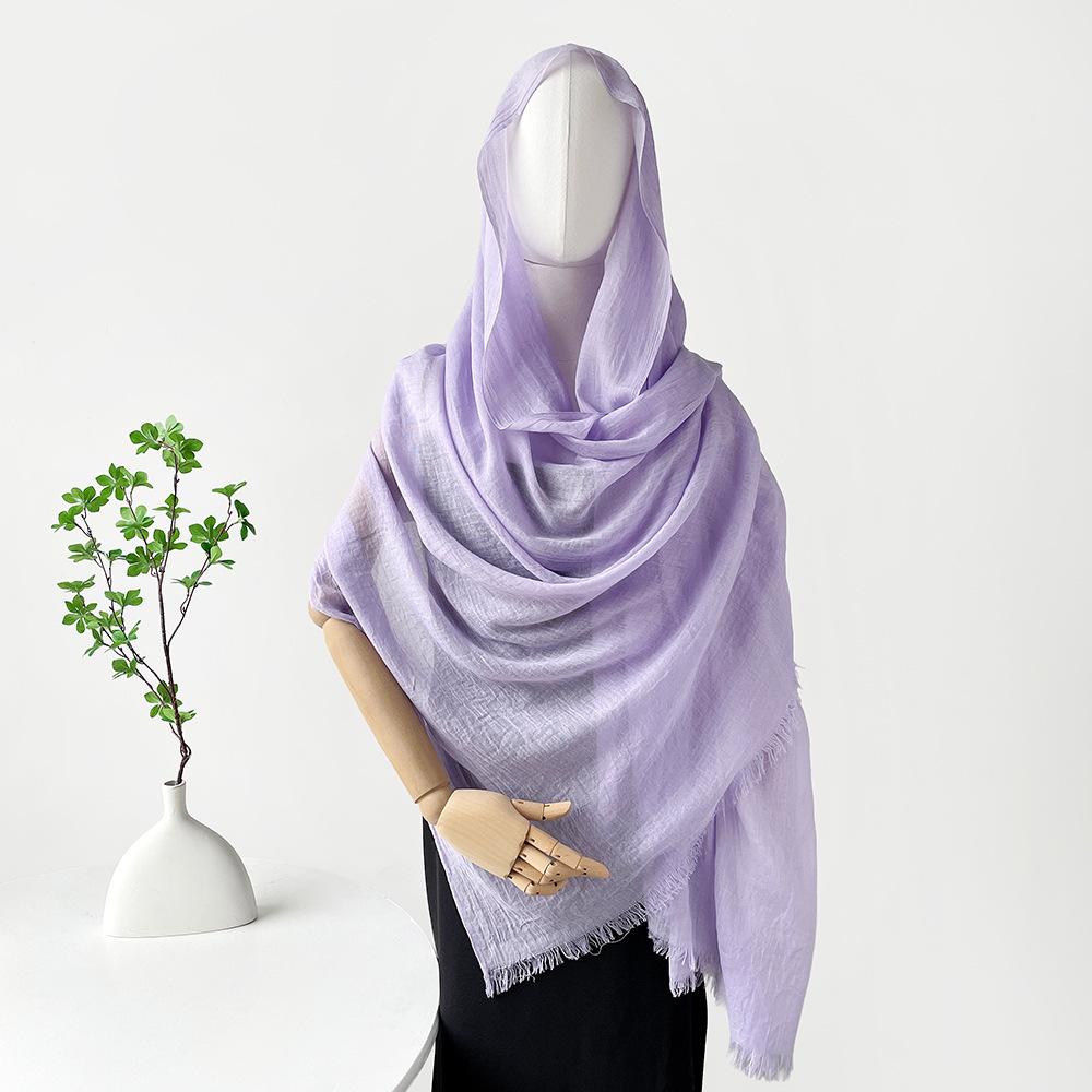 Summer versatile cotton and linen scarf shawl lengthened solid color yarn shawl sunscreen shawl simple scarf silk scarf women
