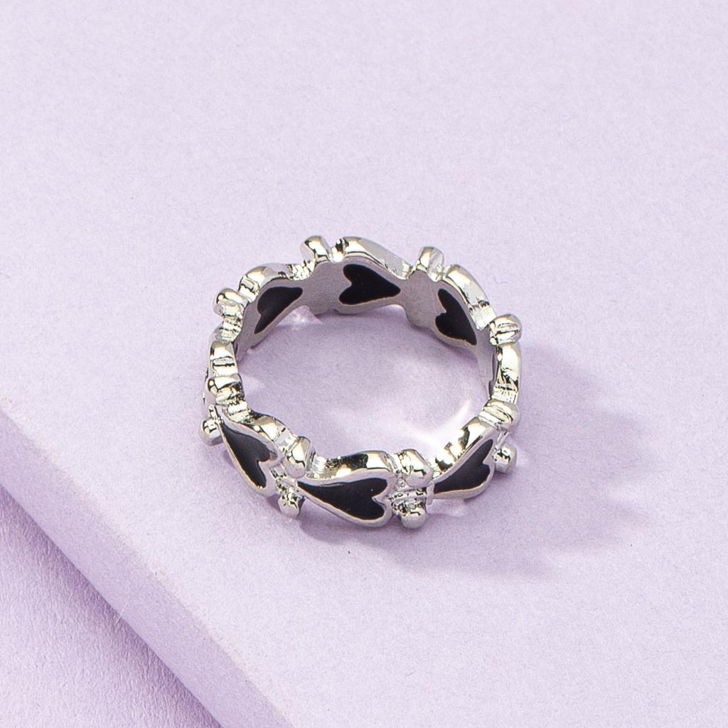 1pc Simple, Cute, Adorable European and American Style Metal Alloy Transparent Red Dripping Heart Ring, Red Heart Shaped Valentine's Day Ring