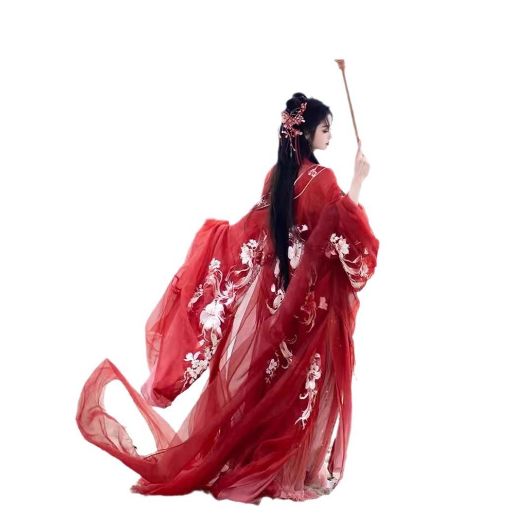 Autumn adult nine-tailed chest-length skirt, super fairy embroidered big-sleeved shirt, kako skirt, ancient style and beauty
