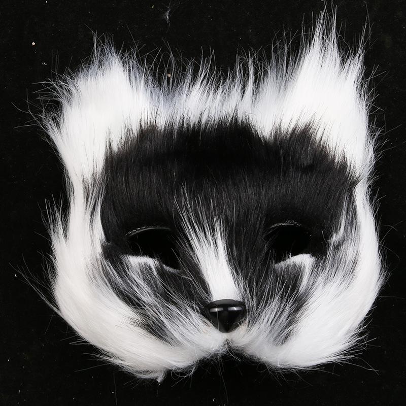 Cat Face Fox Shape Plastic Mask Furry Cat Hair Animal Halloween Cosplay Carnival Party Mask Christmas Props Sexy Imitation Toys