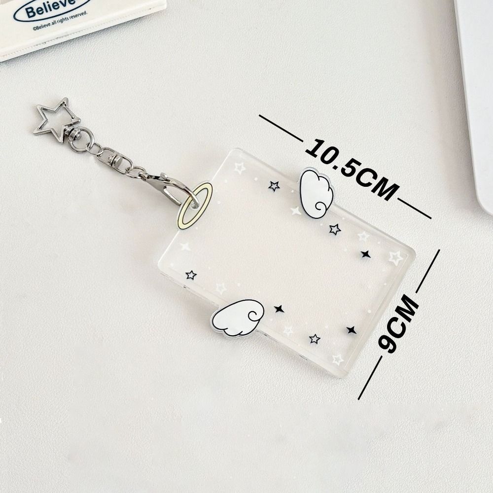 New Acrylic Card Holder Cartoon Kawaii Photos Protective Cover Wings Stars ID Card Card Holder Student