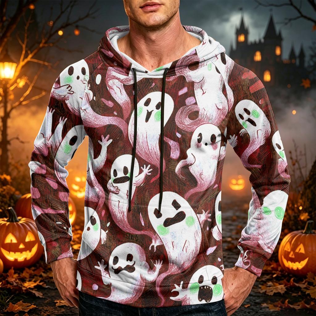 Men's Casual Loose Fit Hoodie with Pocket Drawstring Printed Design for Everyday Wear