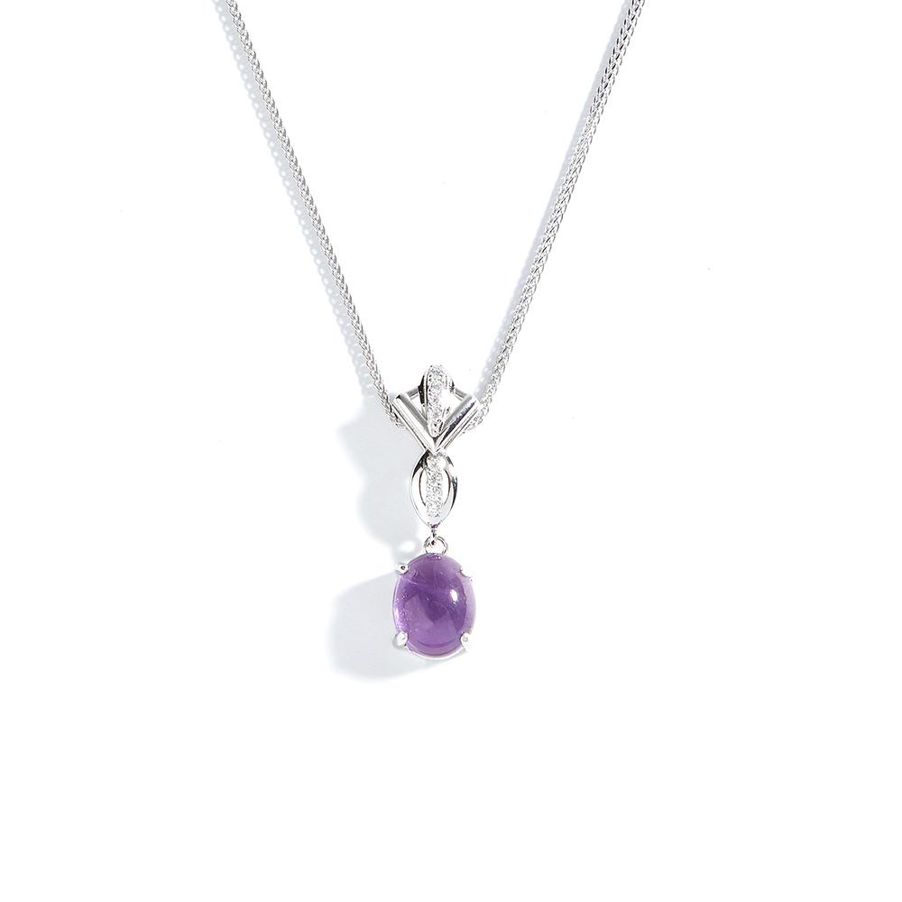 925 Sterling Silver jewelry set rings earrings necklace Natural Amethyst oval 8*10mm fine jewelry for women's banquet gifts
