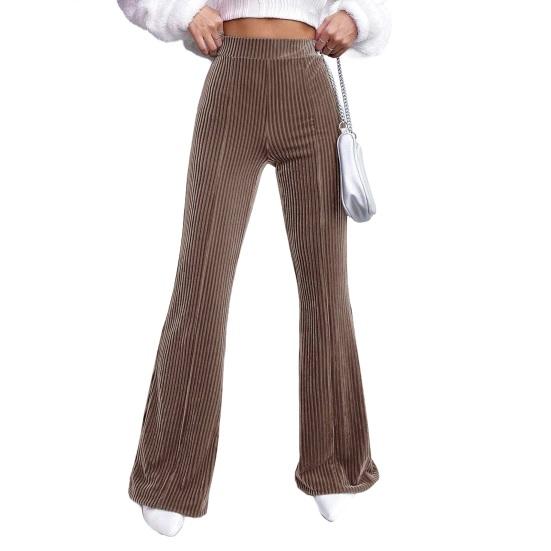 Retro Corduroy Flared Pants High Waisted Wide Leg Trousers for Women Solid Color Loose Casual Pants for Work Travel And Daily Wear