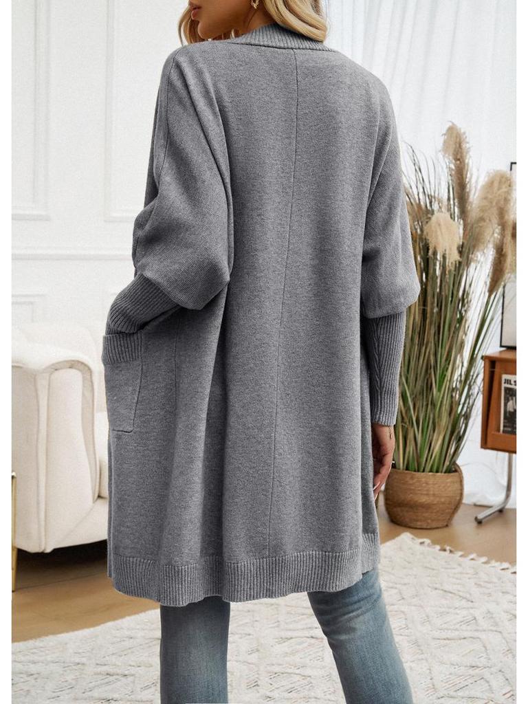 Diyun Women's Batwing Sleeve Cardigan - Autumn/Winter 2024 Collection, Solid Color Sweater Coat