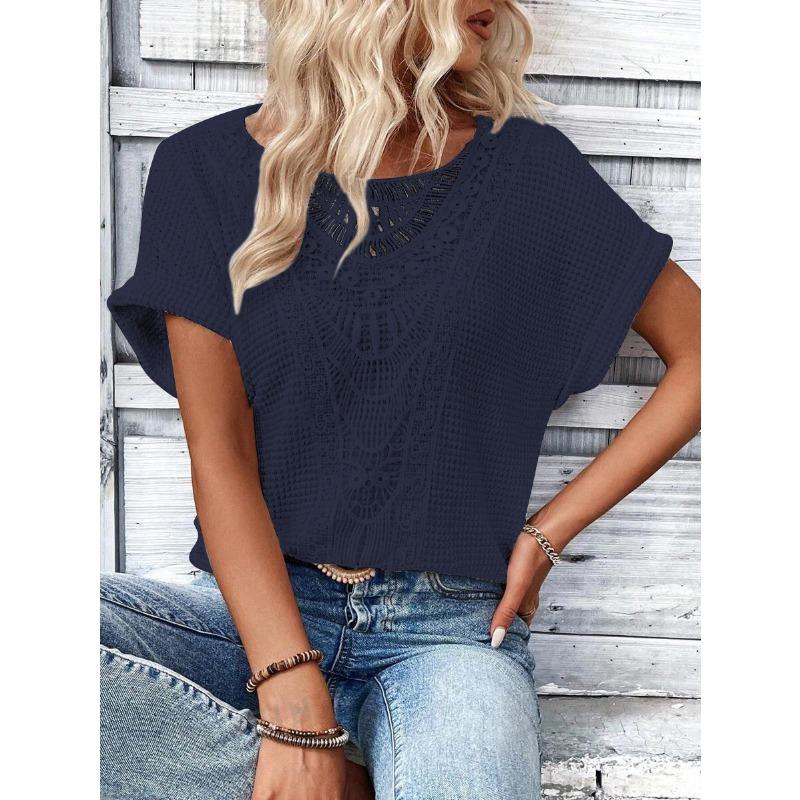 GMXIA Dámská móda Ležérní Jednobarevný Potisk Krátký rukáv O-výstřih Halenky a košile