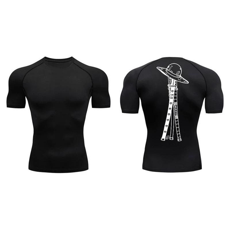 

High Elasticity Compression Shirt for Men Casual Athletic Quick Dry Tshirt Gym Stretchy Moisture-Wicking Comfortable Workout Fashion Running Tees Tops XXXL