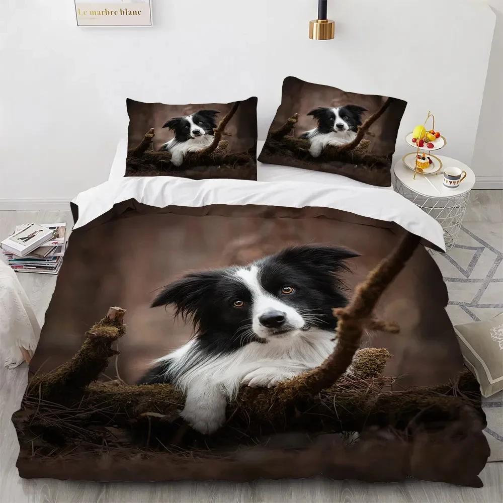 Full Size Bed Cover Set Cute Cartoon Dog Duvetcover&2pcs Pillowcase 3d Comforter Bedding Sets Twin Animals Bed Room Set no sheet