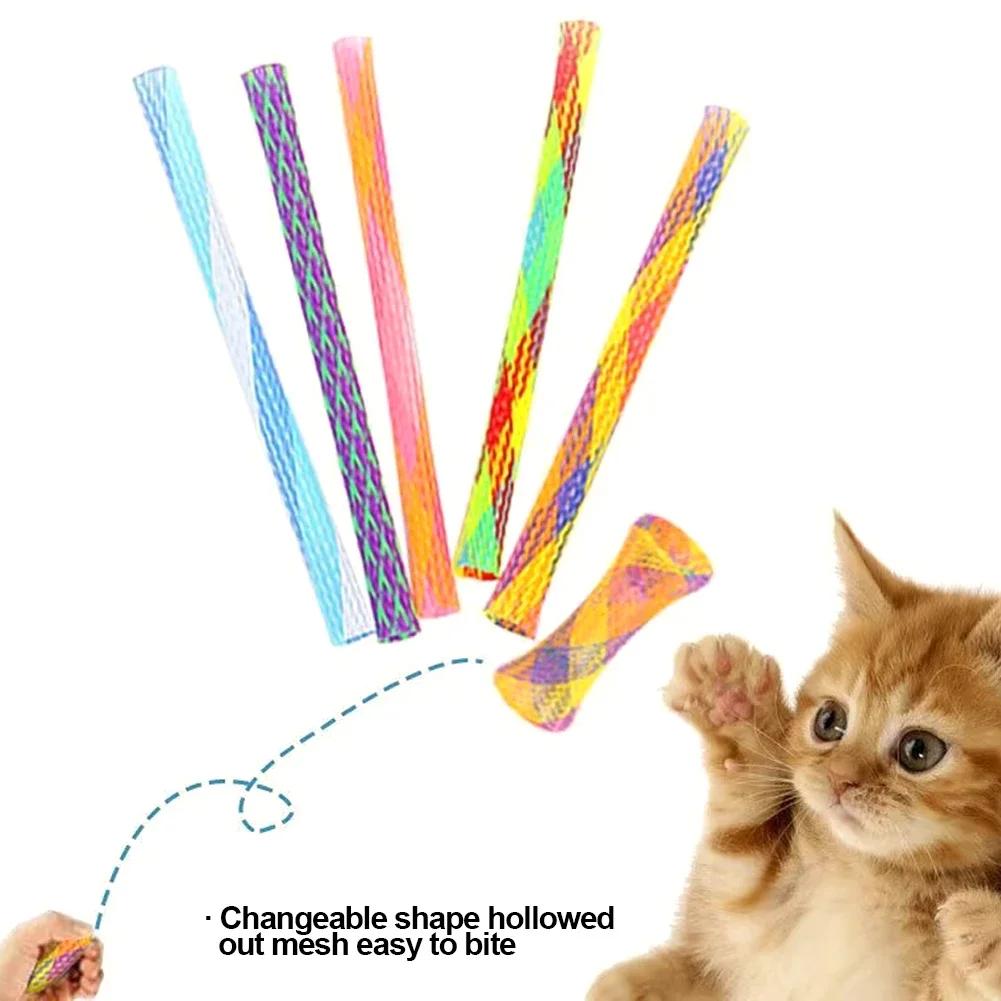 Pet Interactive Bounce Spring Sticks, Multi-color Foldable Tubes, Entertainment Toys for Kitten Hunting & Jumping
