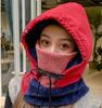 Big Girls Youth Women Balaclava Fleece Hat Scarf 2in1 Set Winter Warm Outdoor Neckwarmer Cold Weather with Mask
