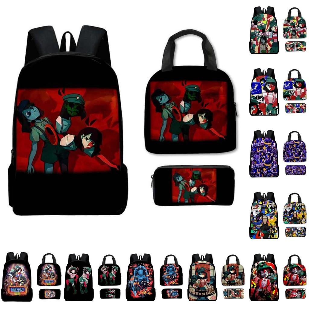 Dream Ena Bbq Pattern Childrens Backpack Lunch Bag Pen Case Set Schoolbag Gift