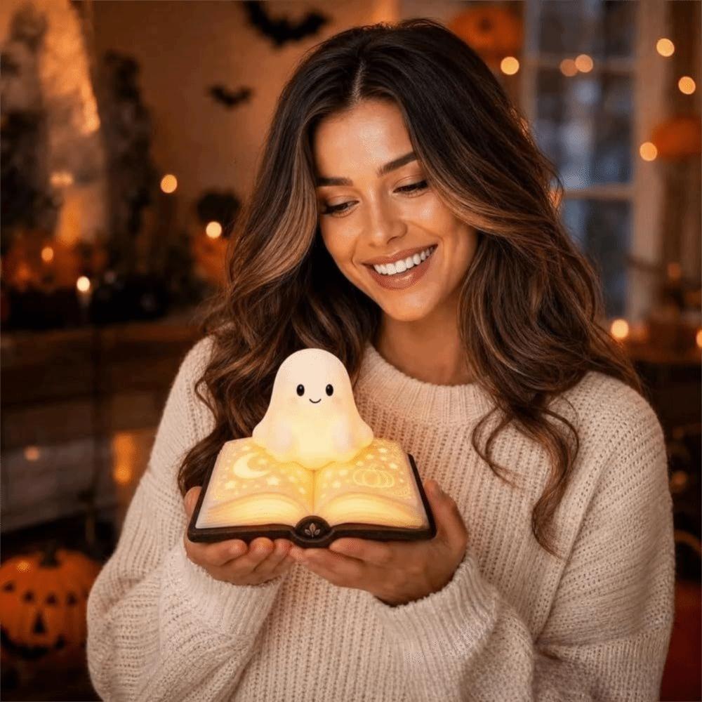 Warm Glow Resin Night Light Compact Design Desktop Ornament Ghost Night Light Holiday Gifting