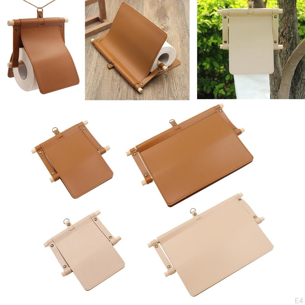 Holder, Creative PU Leather Toilet Tissue Roll Dispenser and Hangers Wall Mounted for