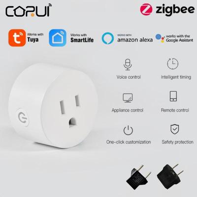 Corui Tuya Us Zigbee 15a Smart Sokcet Oulet Plug adaptér Aplikace Smart Life Bezdrátové dálkové ovládání Aleax Funkce Google Home Timer