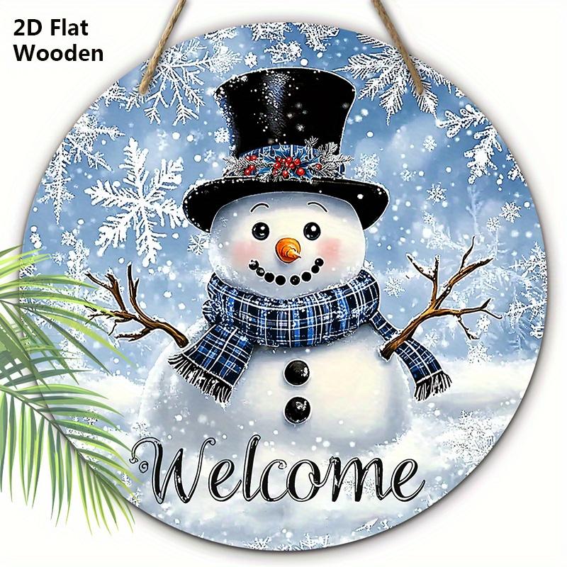 

Rustic Christmas Wooden Sign with Adorable Snowman Pattern - Navidad Welcome Sign for Front Door, Wall Hanging Decor - Ideal Christmas Decoration 20cm/7.87in небесно-голубой