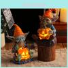 Whimsical Halloween Resin Decoration Featuring Glowing Goblin Pumpkin Lanterns For Festive Displays
