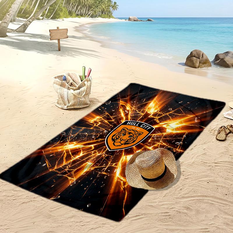 Hull City Football Print Beach Towel, Large Soft Quick Dry Towel for Beach Camping Swimming