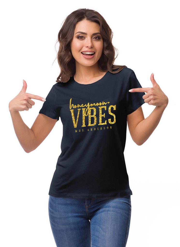 Inkdotpot Personalized Womens Tshirt Top Honeymoon Vibes Mrs Wedding  Announcement